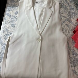 Zara White Blazer Tank Size Small